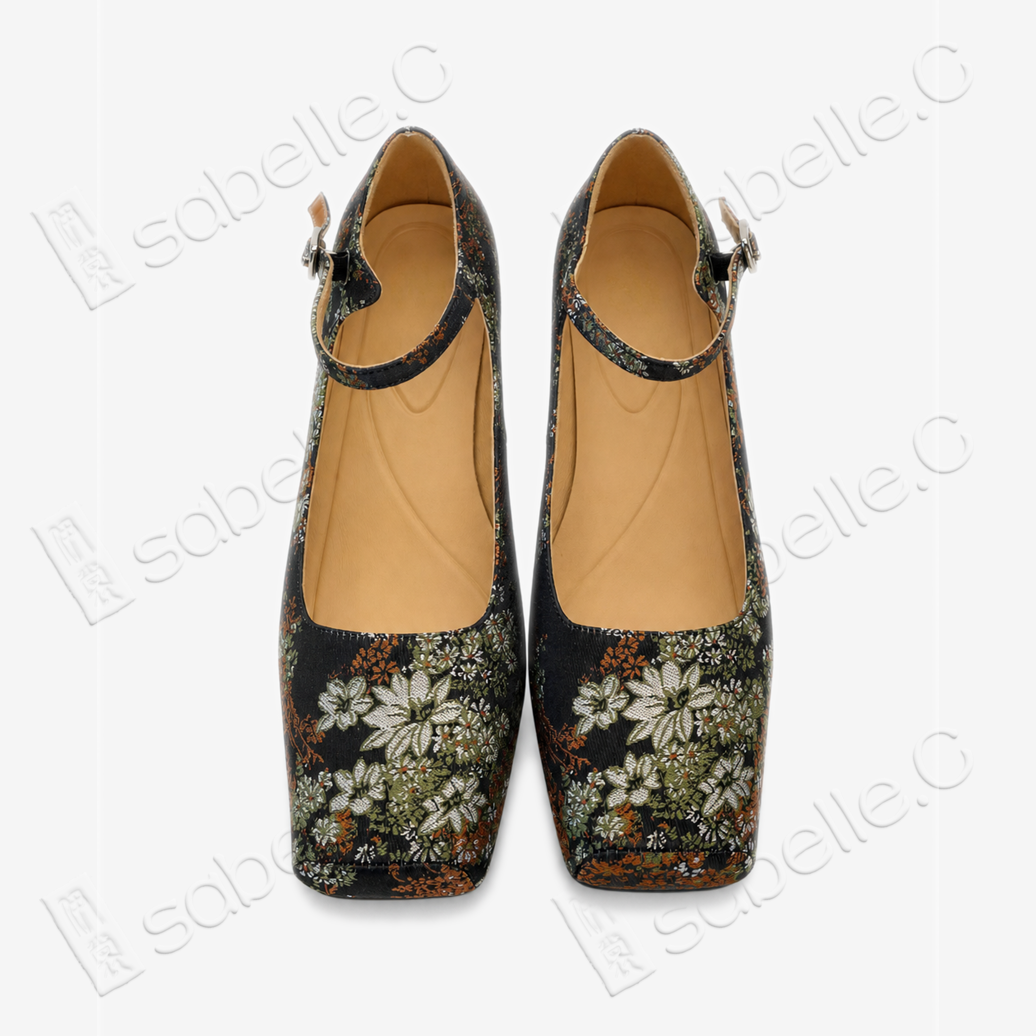 Song‑Brocade Floral Mary‑Jane Heels - 宋錦瑪麗珍高跟鞋