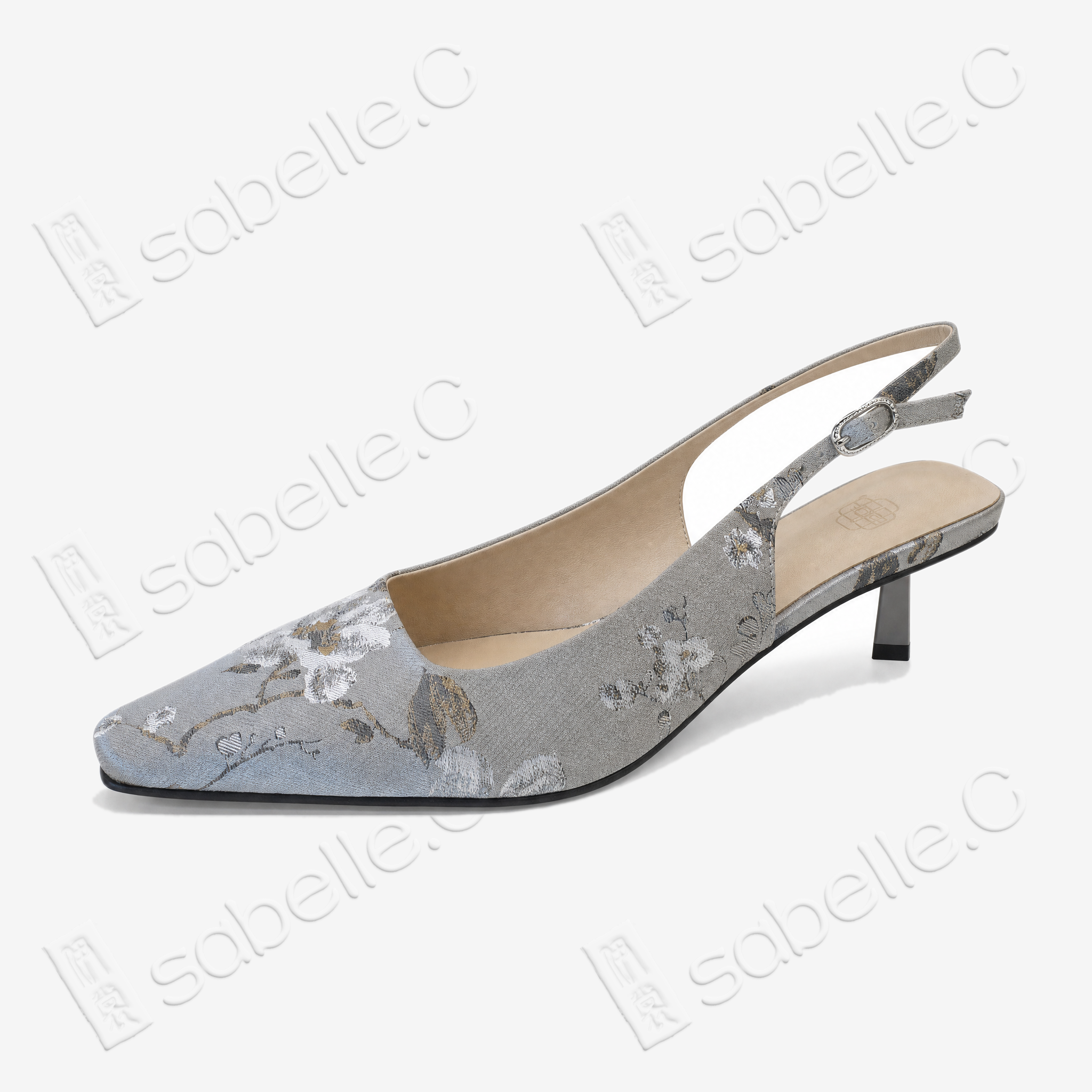 Song Brocade Floral Sling‑Back Heels - 宋錦高跟鞋