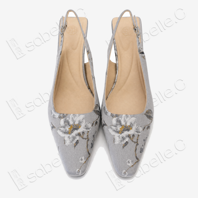 Song Brocade Floral Sling‑Back Heels - 宋錦高跟鞋
