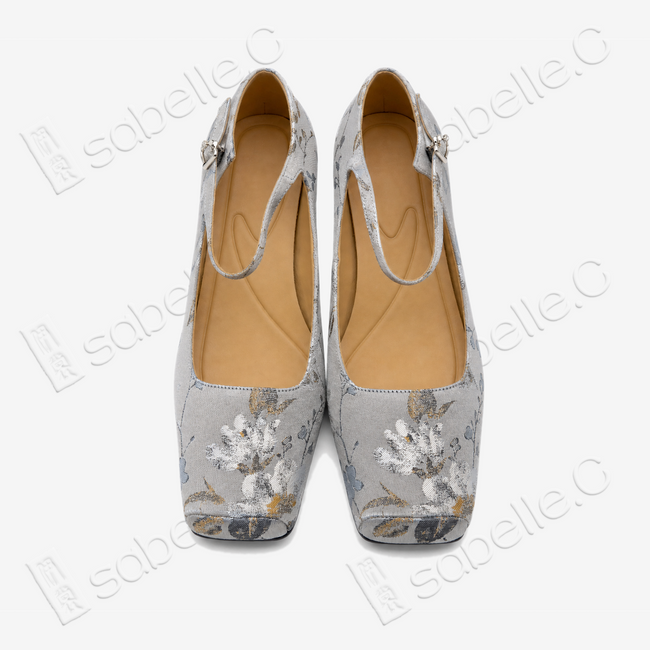 Song‑Brocade Floral Mary‑Jane Heels - 宋錦瑪麗珍高跟鞋