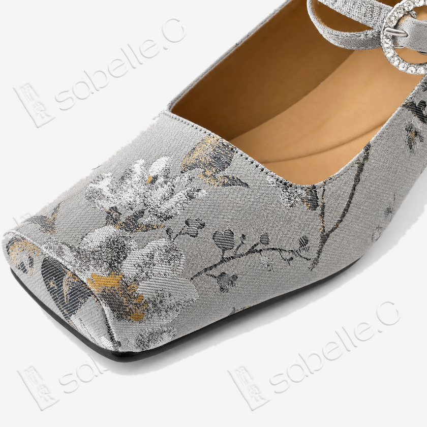 Song‑Brocade Floral Mary‑Jane Heels - 宋錦瑪麗珍高跟鞋