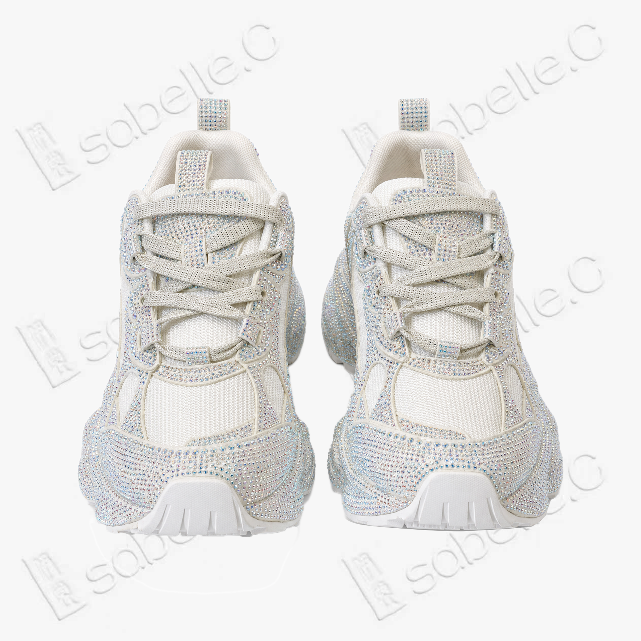 Full‑Crystal Platform Sneakers - 滿鑽厚底老爹鞋