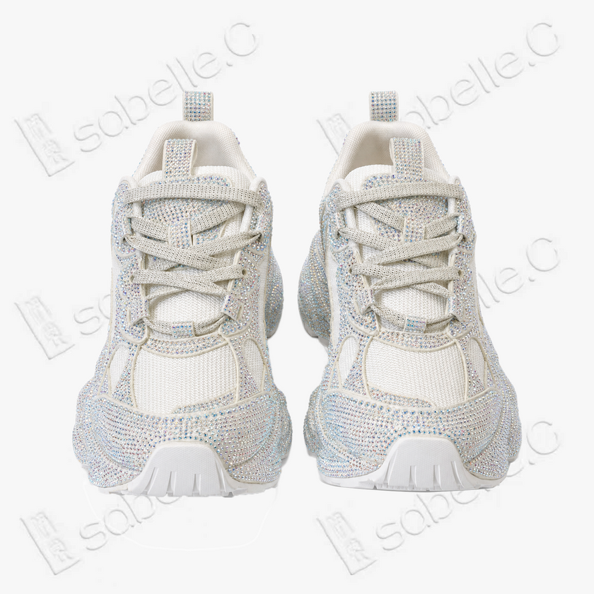 Full‑Crystal Platform Sneakers - 滿鑽厚底老爹鞋