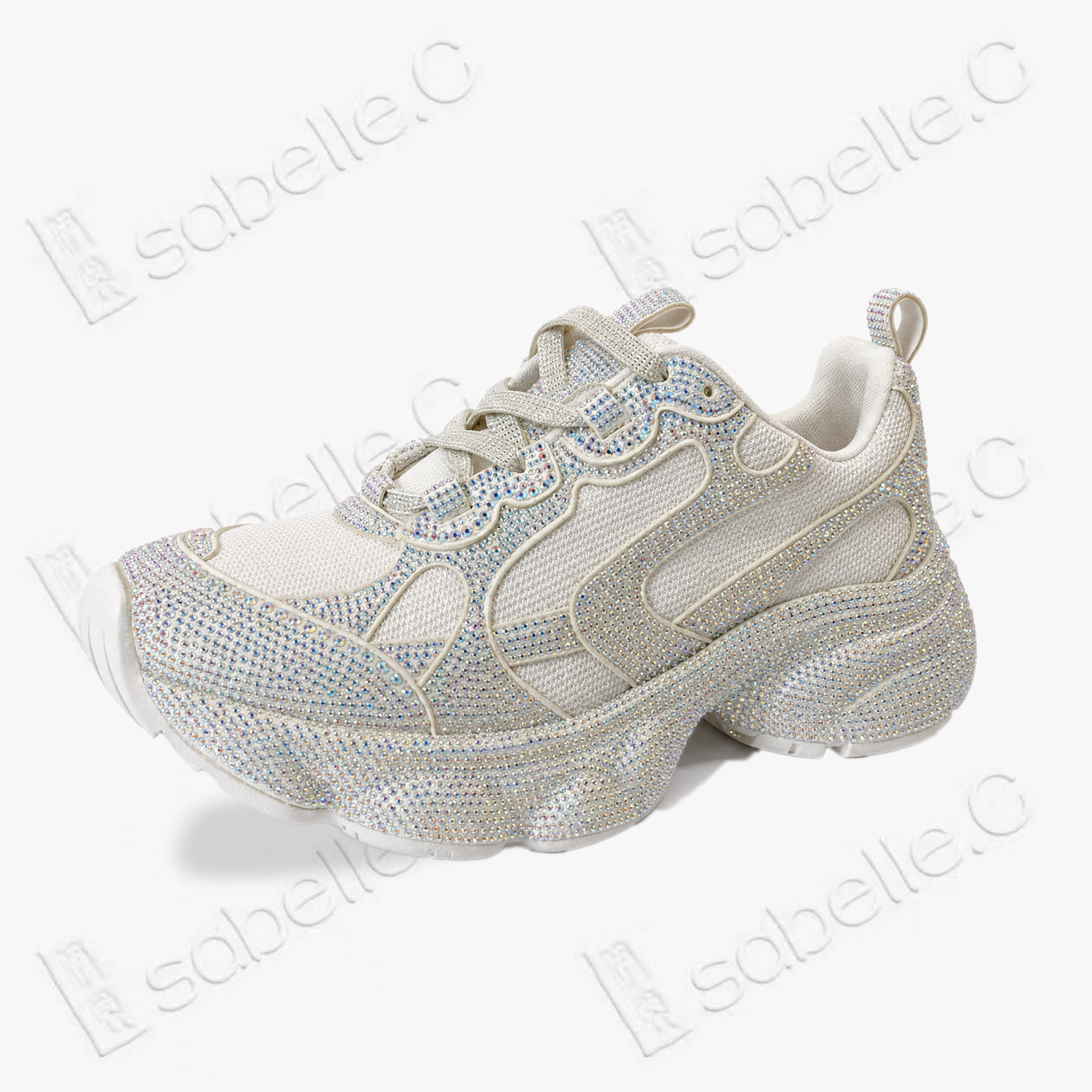 Full‑Crystal Platform Sneakers - 滿鑽厚底老爹鞋