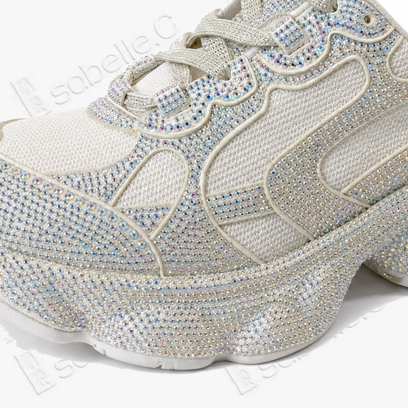 Full‑Crystal Platform Sneakers - 滿鑽厚底老爹鞋
