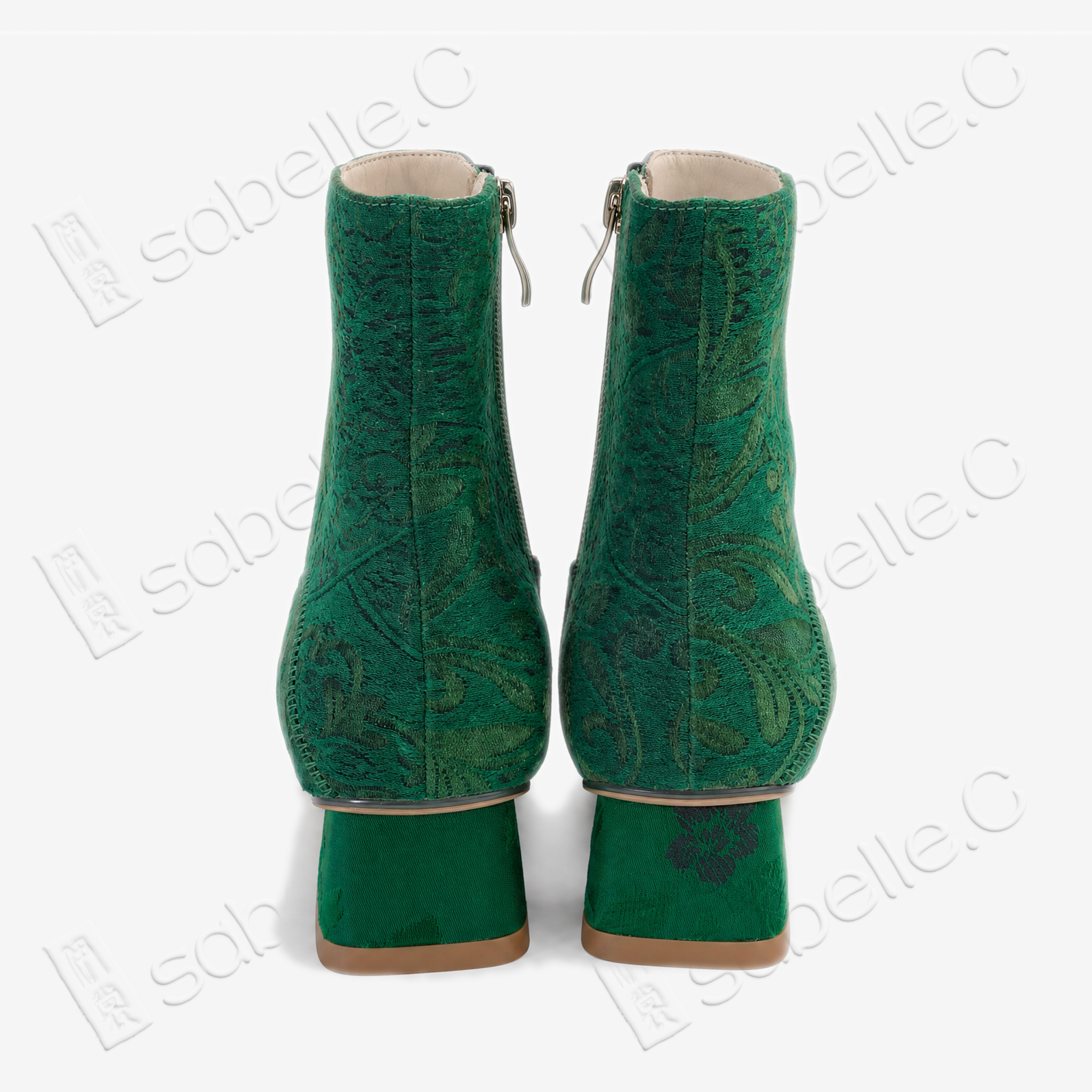 Gambiered Canton Silk Heel Ankle Boots - 香雲紗尖頭短靴