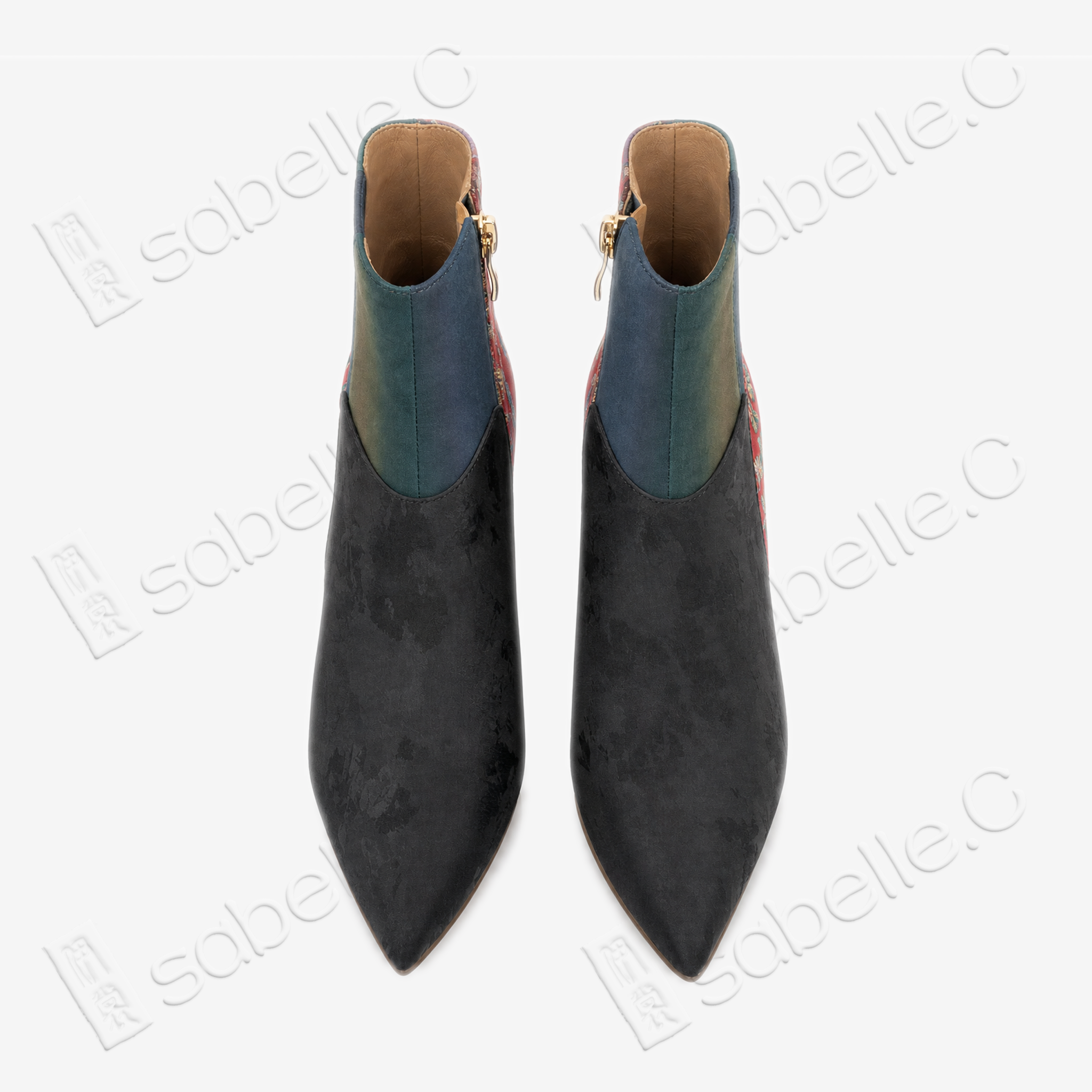 Gambiered Canton Silk Heel Ankle Boots -  香雲紗尖頭短靴