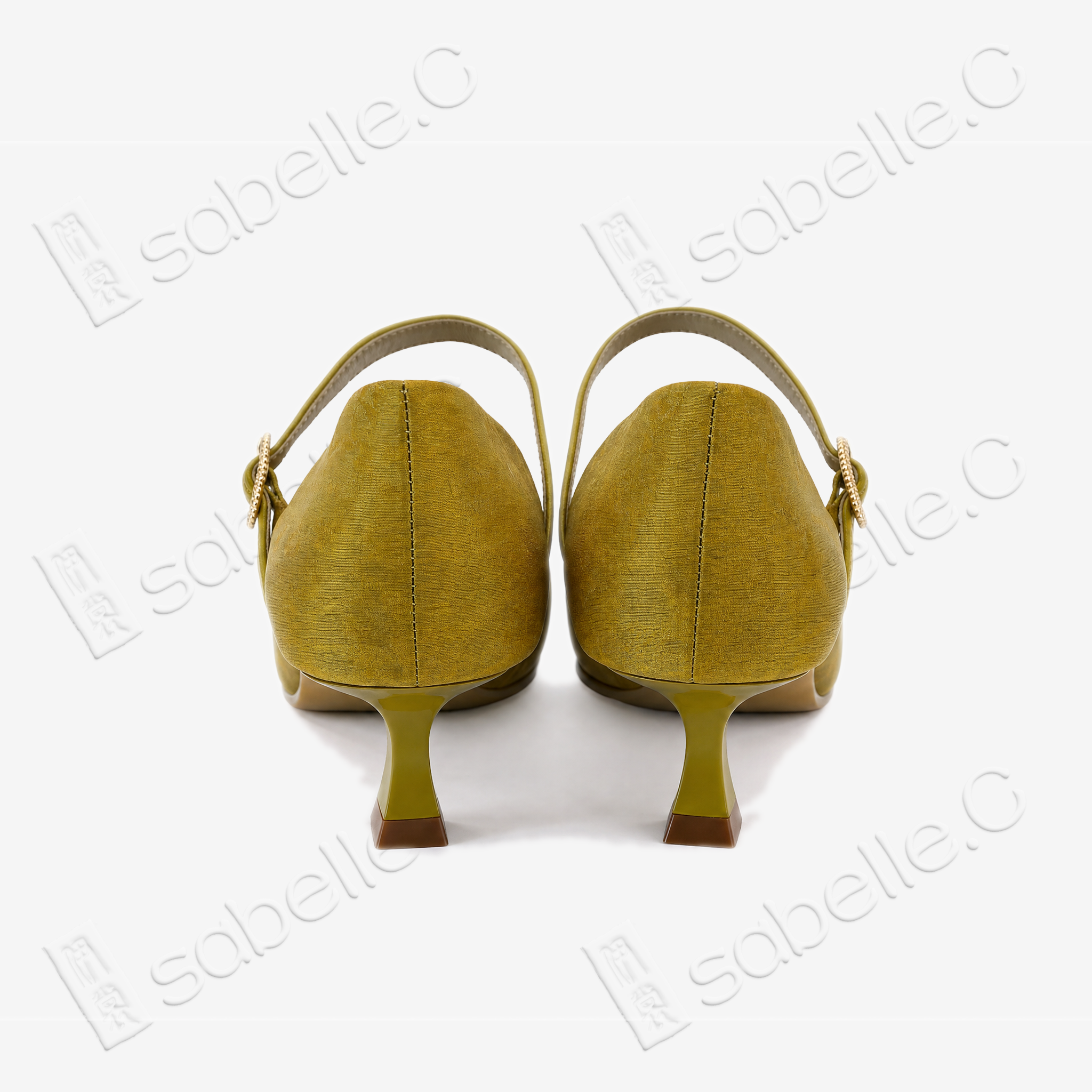 Crackled-Texture Gambiered Canton Silk Mary‑Jane Heels - 龜裂紋香雲紗瑪麗珍鞋