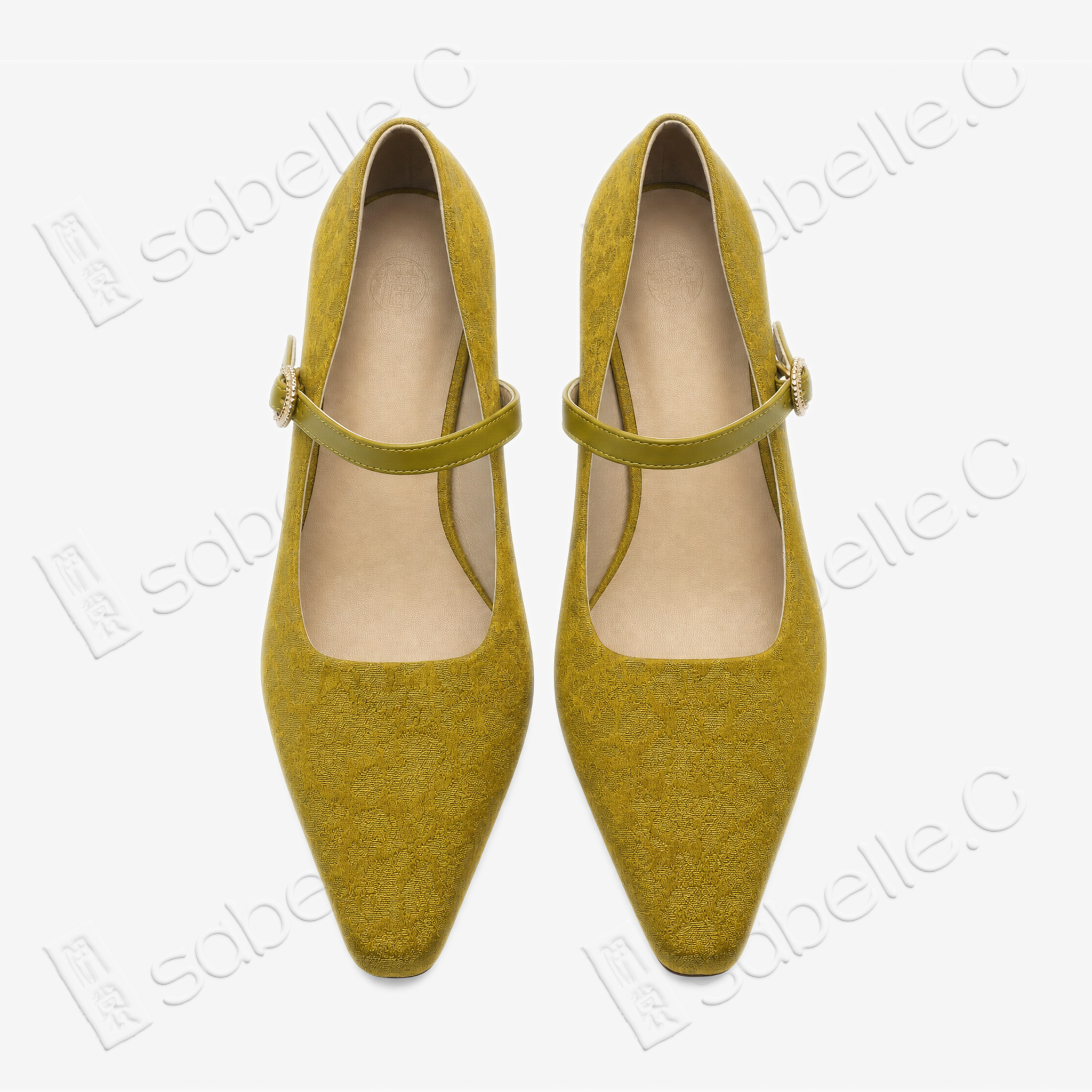 Crackled-Texture Gambiered Canton Silk Mary‑Jane Heels - 龜裂紋香雲紗瑪麗珍鞋