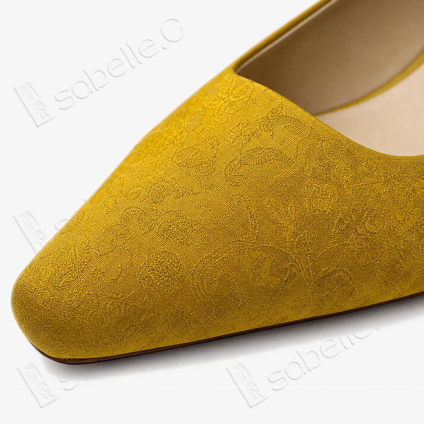 Crackled-Texture Gambiered Canton Silk Mary‑Jane Heels - 龜裂紋香雲紗瑪麗珍鞋