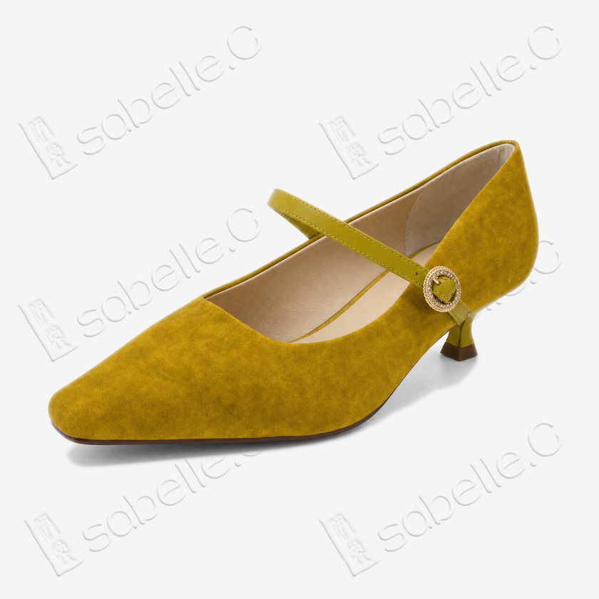 Crackled-Texture Gambiered Canton Silk Mary‑Jane Heels - 龜裂紋香雲紗瑪麗珍鞋