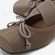 Gambiered Canton Silk Cross‑Strap Ballet Flats - 香雲紗交叉綁帶芭蕾鞋