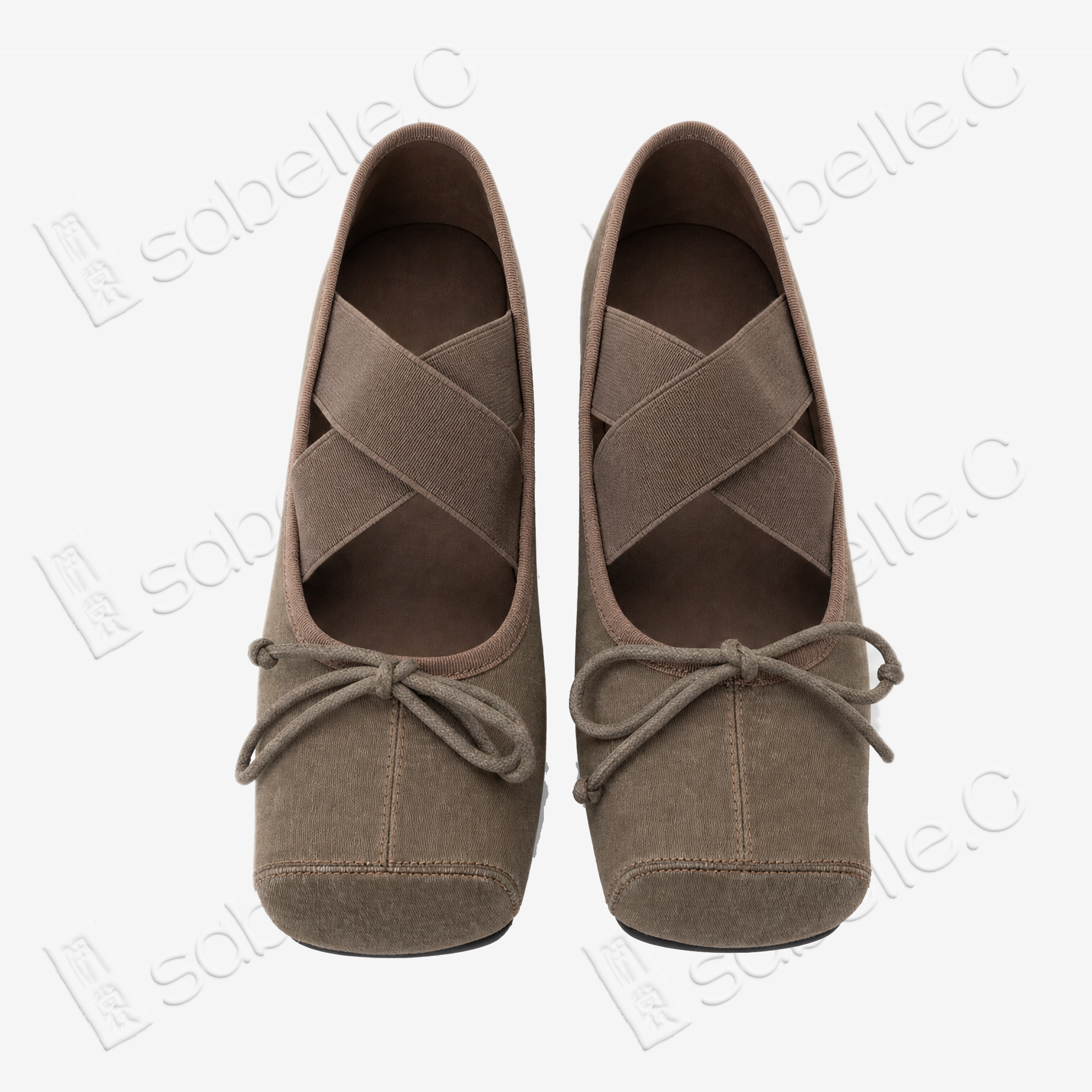 Gambiered Canton Silk Cross‑Strap Ballet Flats - 香雲紗交叉綁帶芭蕾鞋