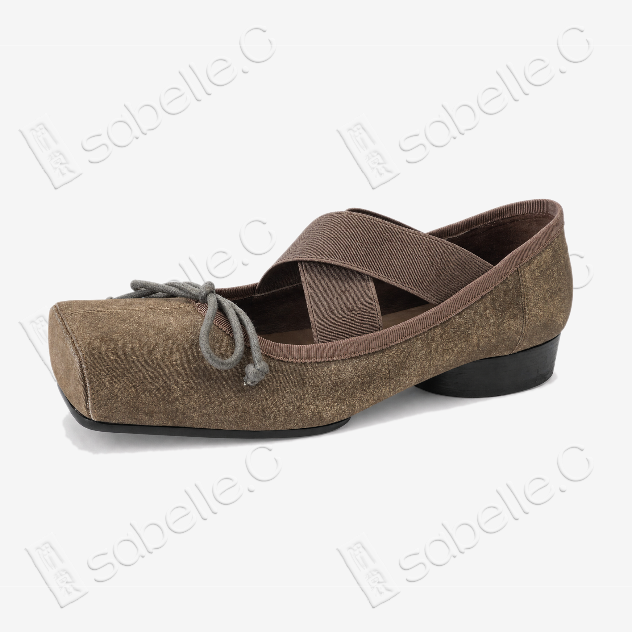 Gambiered Canton Silk Cross‑Strap Ballet Flats - 香雲紗交叉綁帶芭蕾鞋