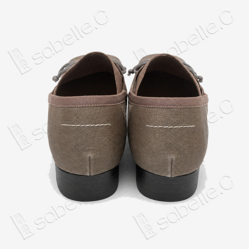 Gambiered Canton Silk Cross‑Strap Ballet Flats - 香雲紗交叉綁帶芭蕾鞋