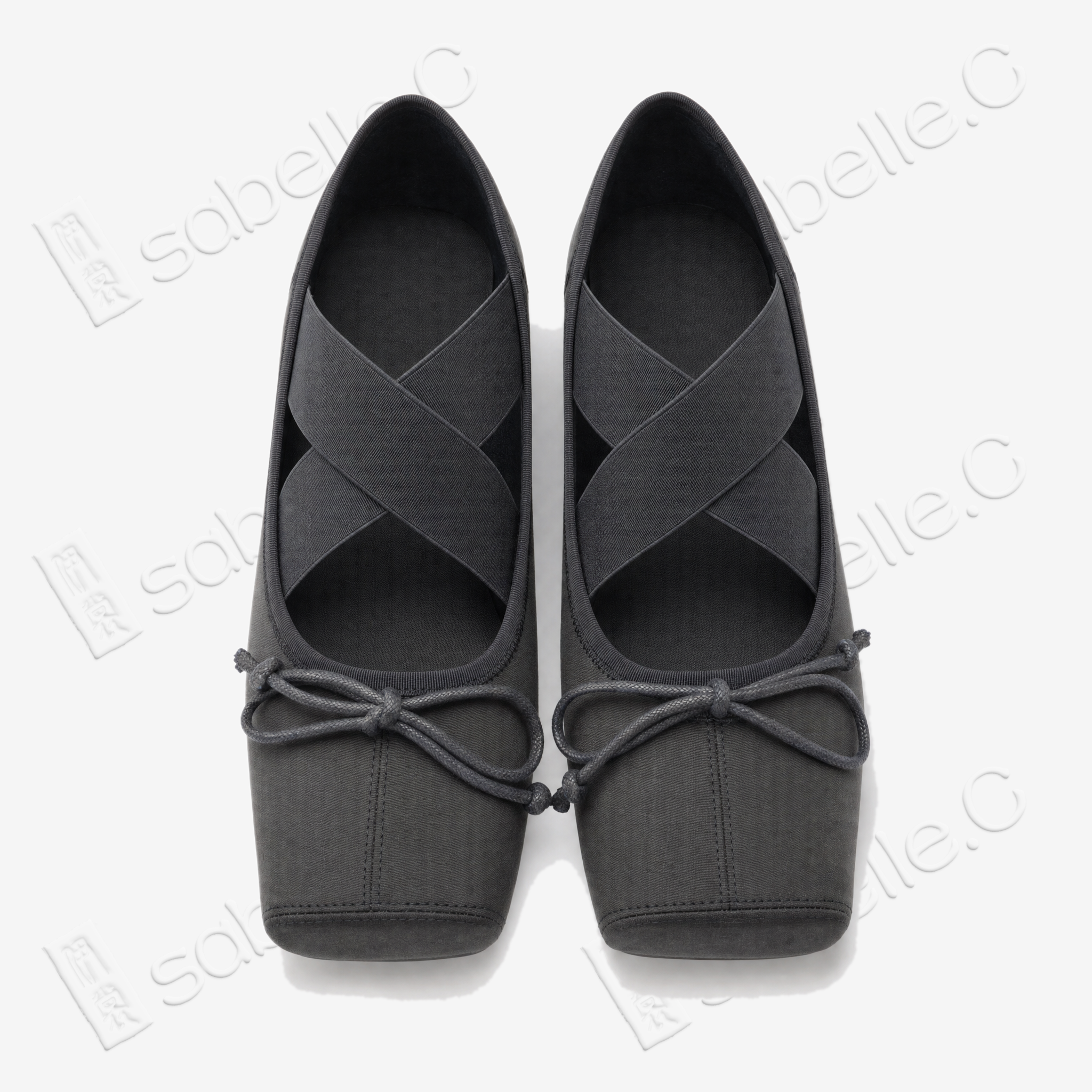 Gambiered Canton Silk Cross‑Strap Ballet Flats - 香雲紗交叉綁帶芭蕾鞋