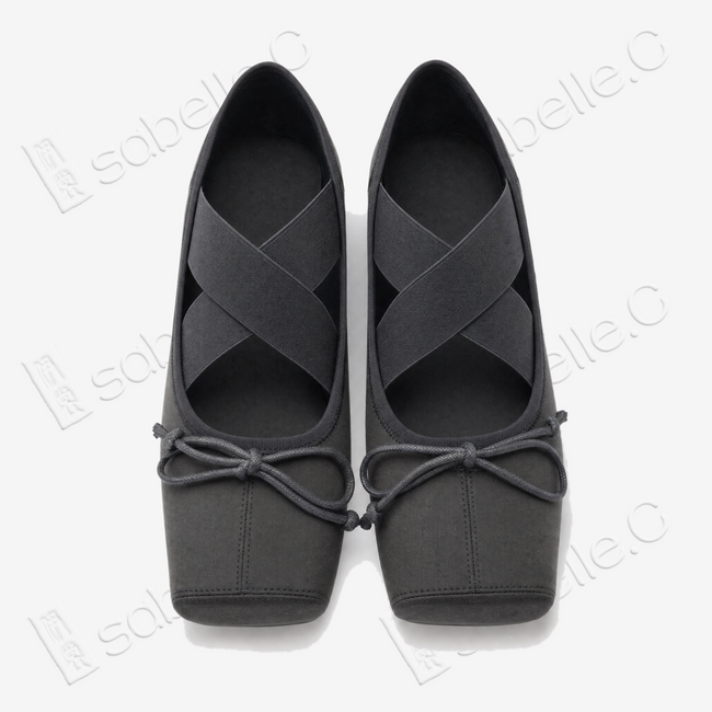 Gambiered Canton Silk Cross‑Strap Ballet Flats - 香雲紗交叉綁帶芭蕾鞋