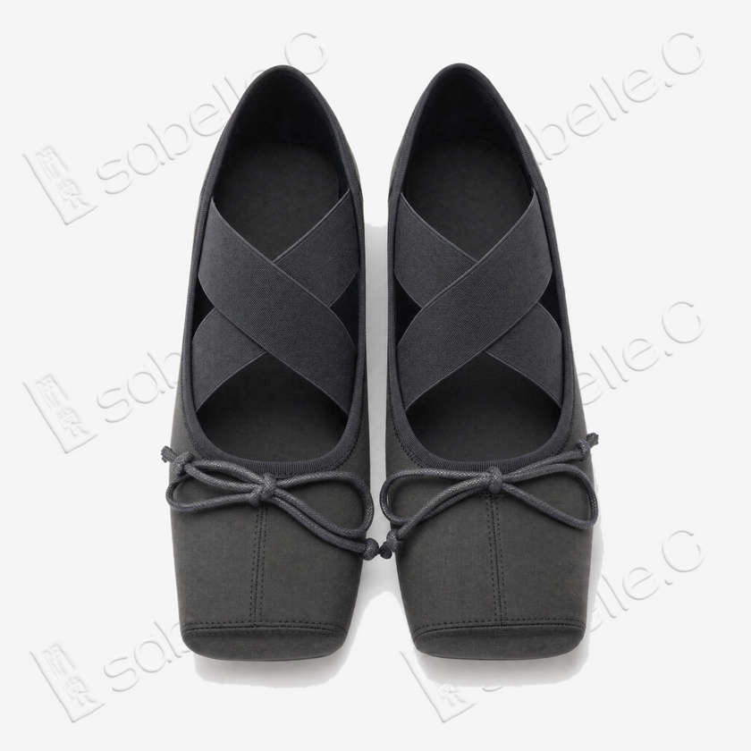 Gambiered Canton Silk Cross‑Strap Ballet Flats - 香雲紗交叉綁帶芭蕾鞋