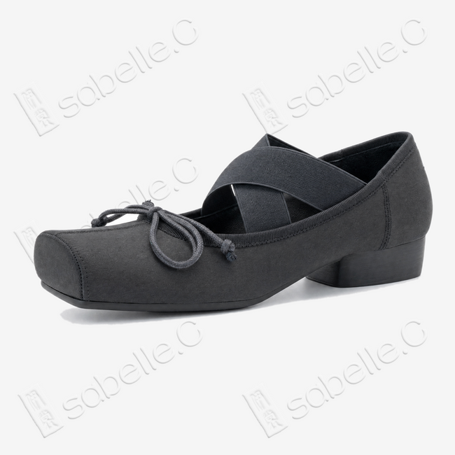 Gambiered Canton Silk Cross‑Strap Ballet Flats - 香雲紗交叉綁帶芭蕾鞋
