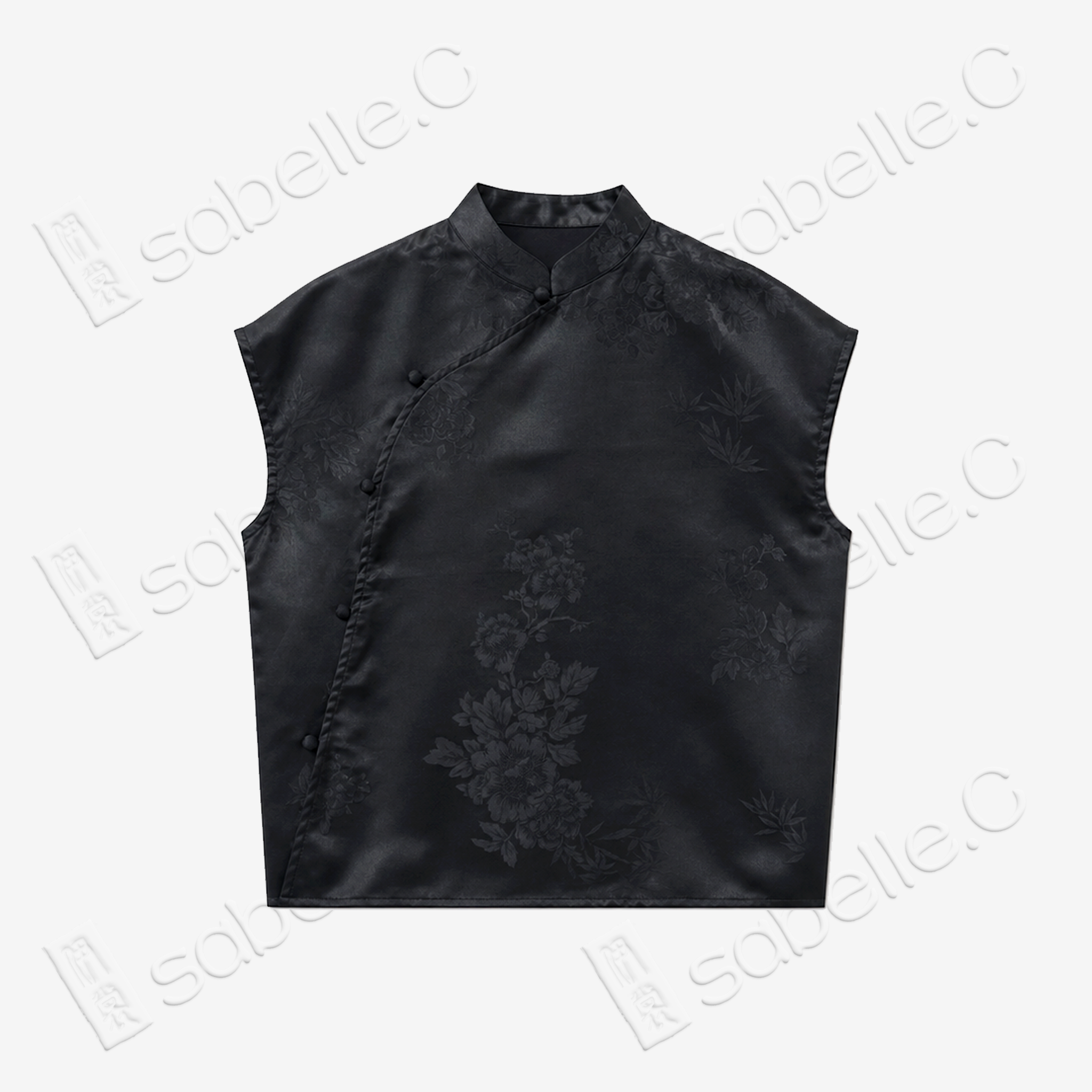 Ink Shadow Hidden Floral Gambiered Canton Silk Top - 「墨影幽芳」香雲紗上衣