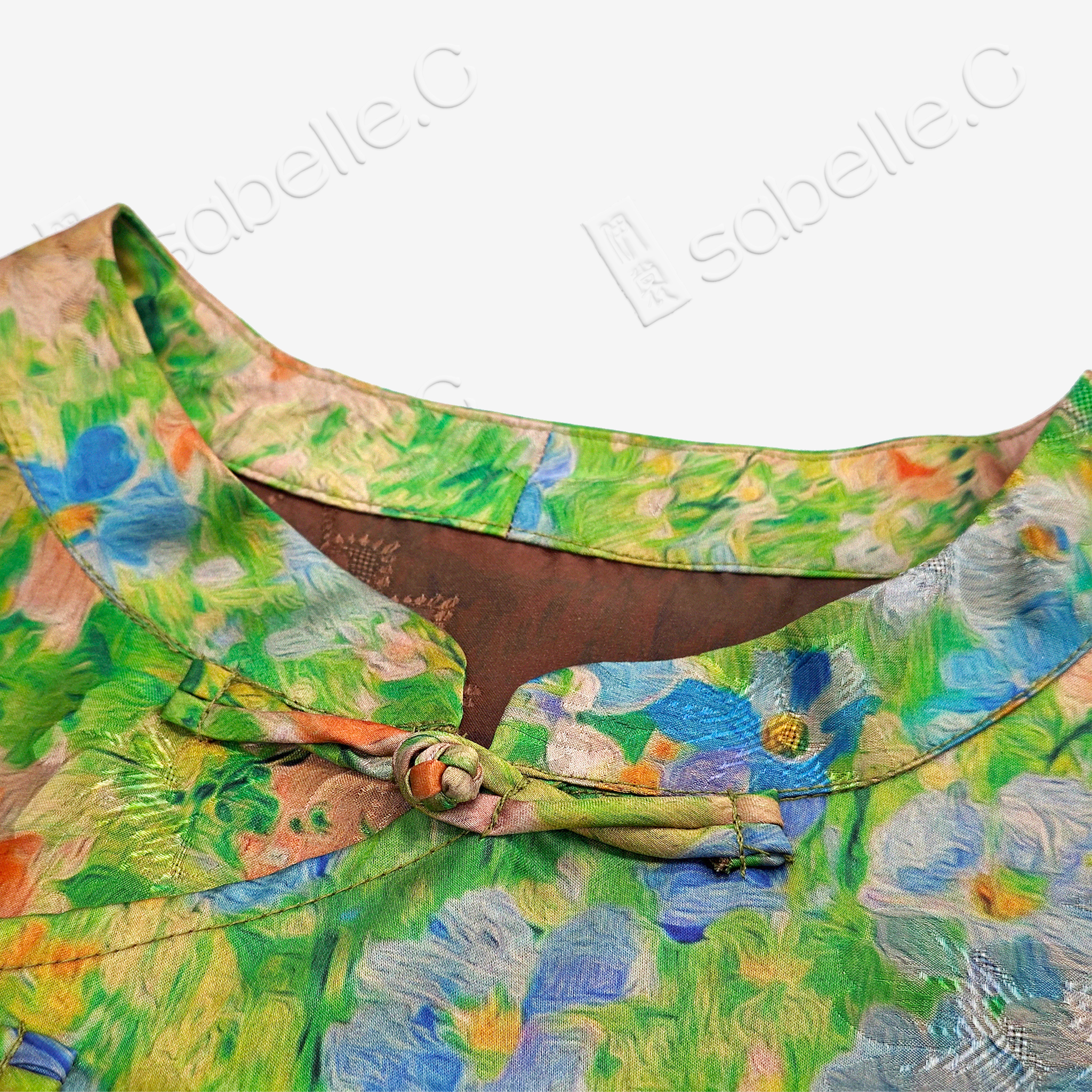 Spring Meadow Impressionist Floral Gambiered Canton Silk Top - 「春野油花」香雲紗上衣