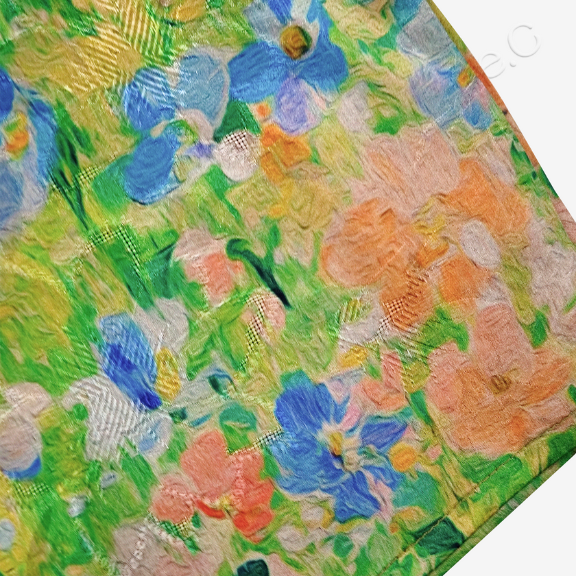 Spring Meadow Impressionist Floral Gambiered Canton Silk Top - 「春野油花」香雲紗上衣