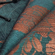 Emerald Peony Organza Overlay Vintage Silk Blouse - 透紗古董老緞上衣