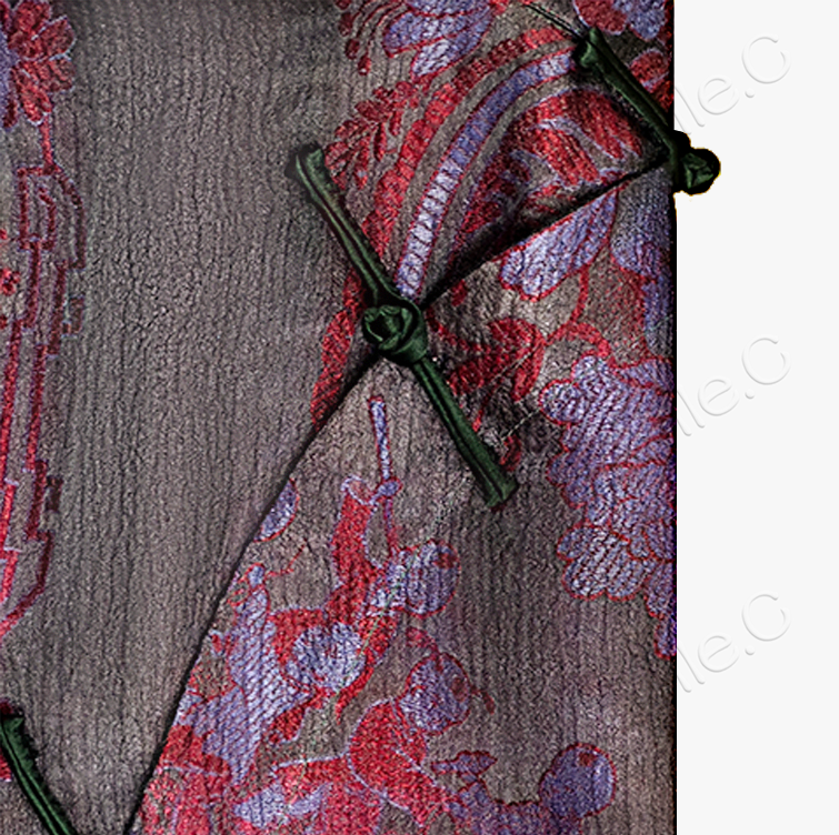 Mulberry Double Happiness Organza Overlay Vintage Silk Blouse - 「紫禧百子」透紗古董老緞上衣
