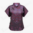 Mulberry Double Happiness Organza Overlay Vintage Silk Blouse - 「紫禧百子」透紗古董老緞上衣