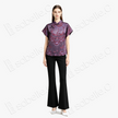 Mulberry Double Happiness Organza Overlay Vintage Silk Blouse - 「紫禧百子」透紗古董老緞上衣