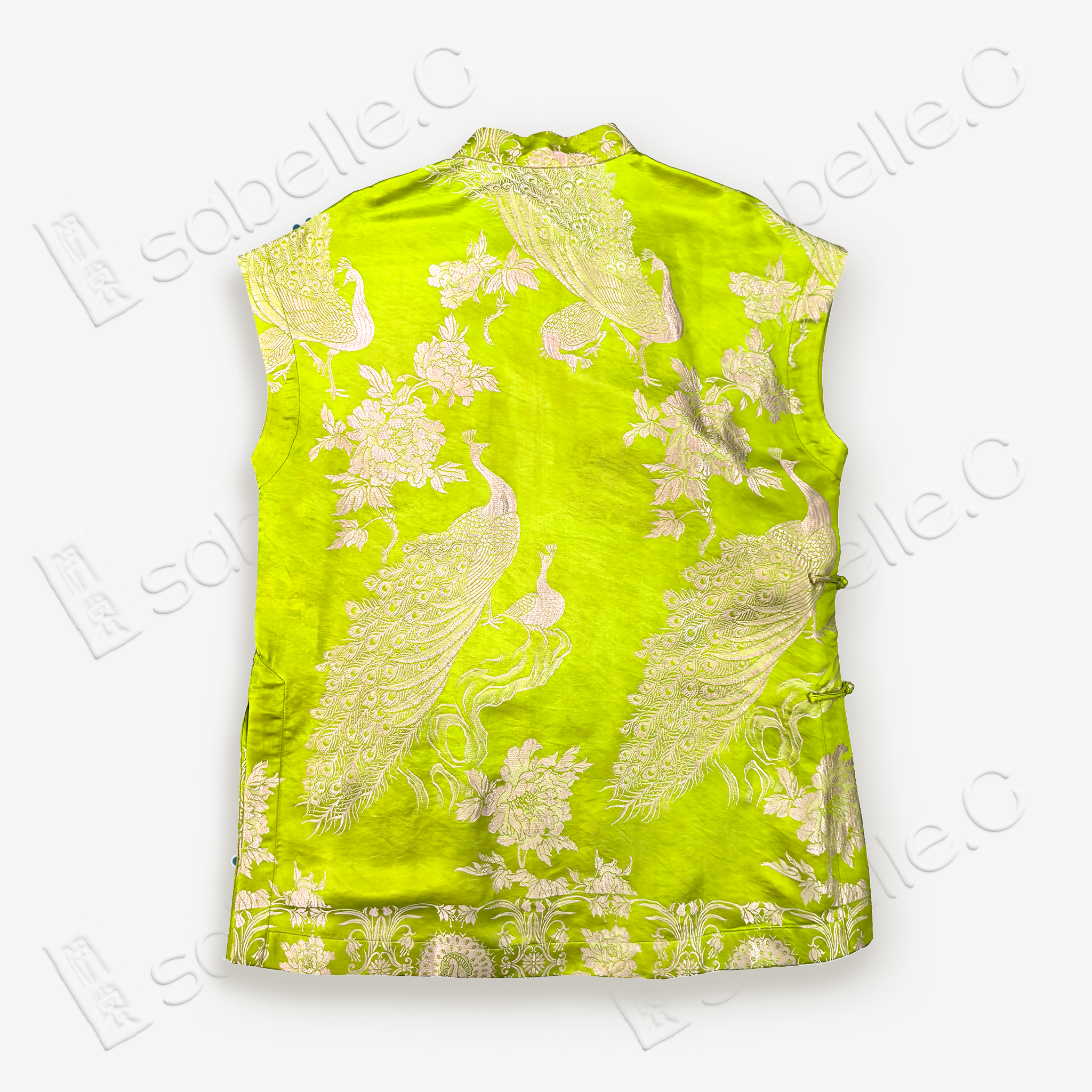 Vintage Mulberry Silk Pheonix-pattern stand-up Collar Qipao Blouse