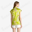 Lime Jade Peony Peacock Vintage Silk Top - 孔雀纏花古董真絲老緞上衣