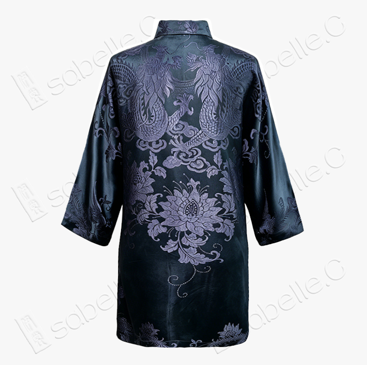 Violet Dragon Phoenix Lotus Vintage Silk Tunic -「龍鳳蓮華」 真絲老緞中長款上衣