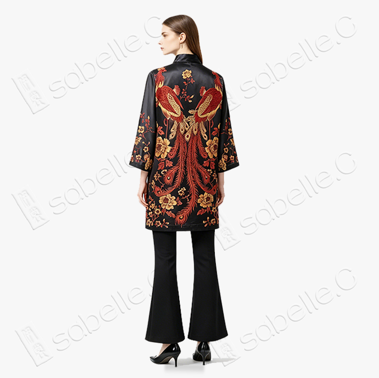 Gilded Imperial Dragon & Phoenix Vintage Silk Tunic - 「金龍雙鳳」真絲老緞中長款上衣