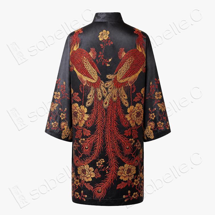 Gilded Imperial Dragon & Phoenix Vintage Silk Tunic - 「金龍雙鳳」真絲老緞中長款上衣