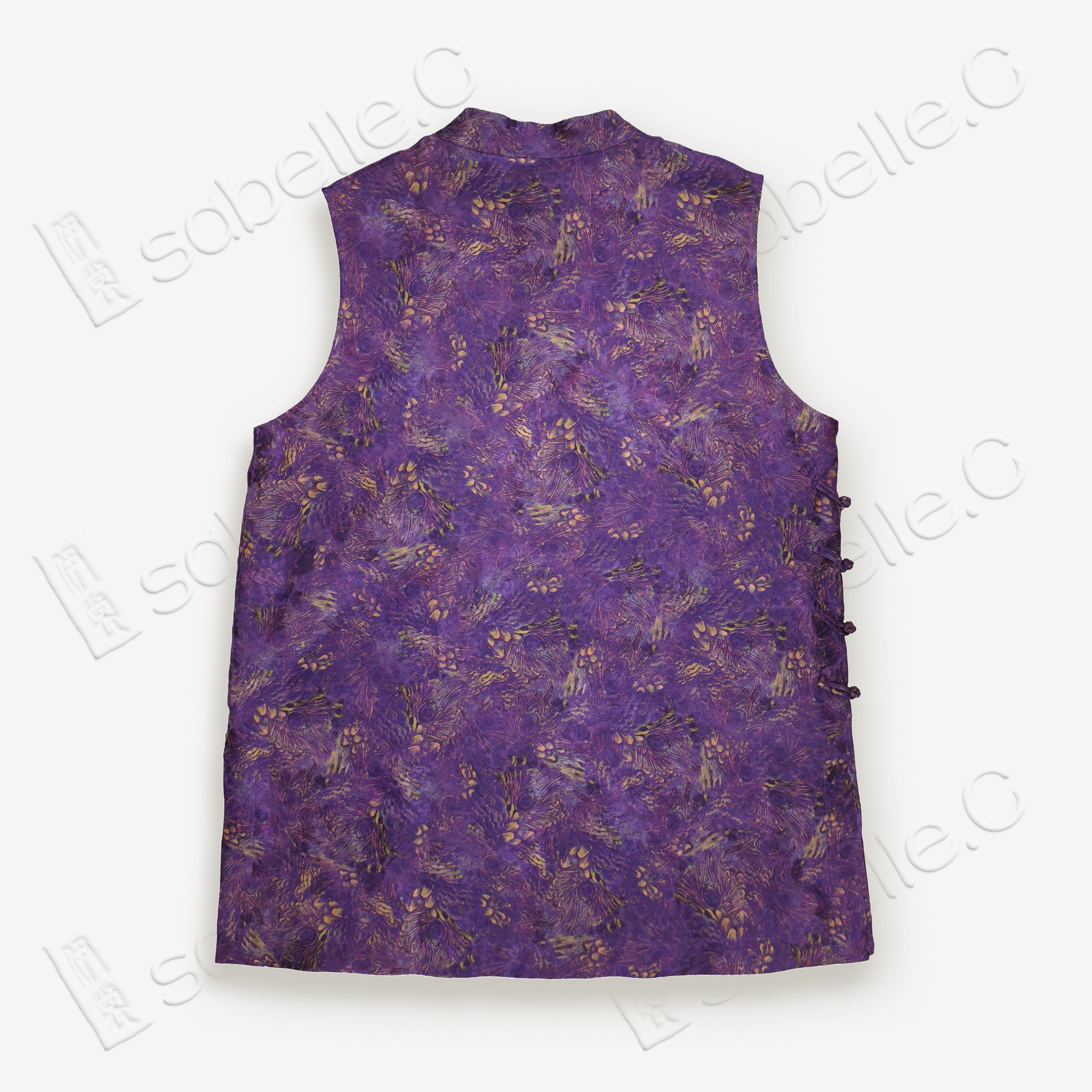 Peacock Purple Gambiered Canton Gauze Sleeveless Top