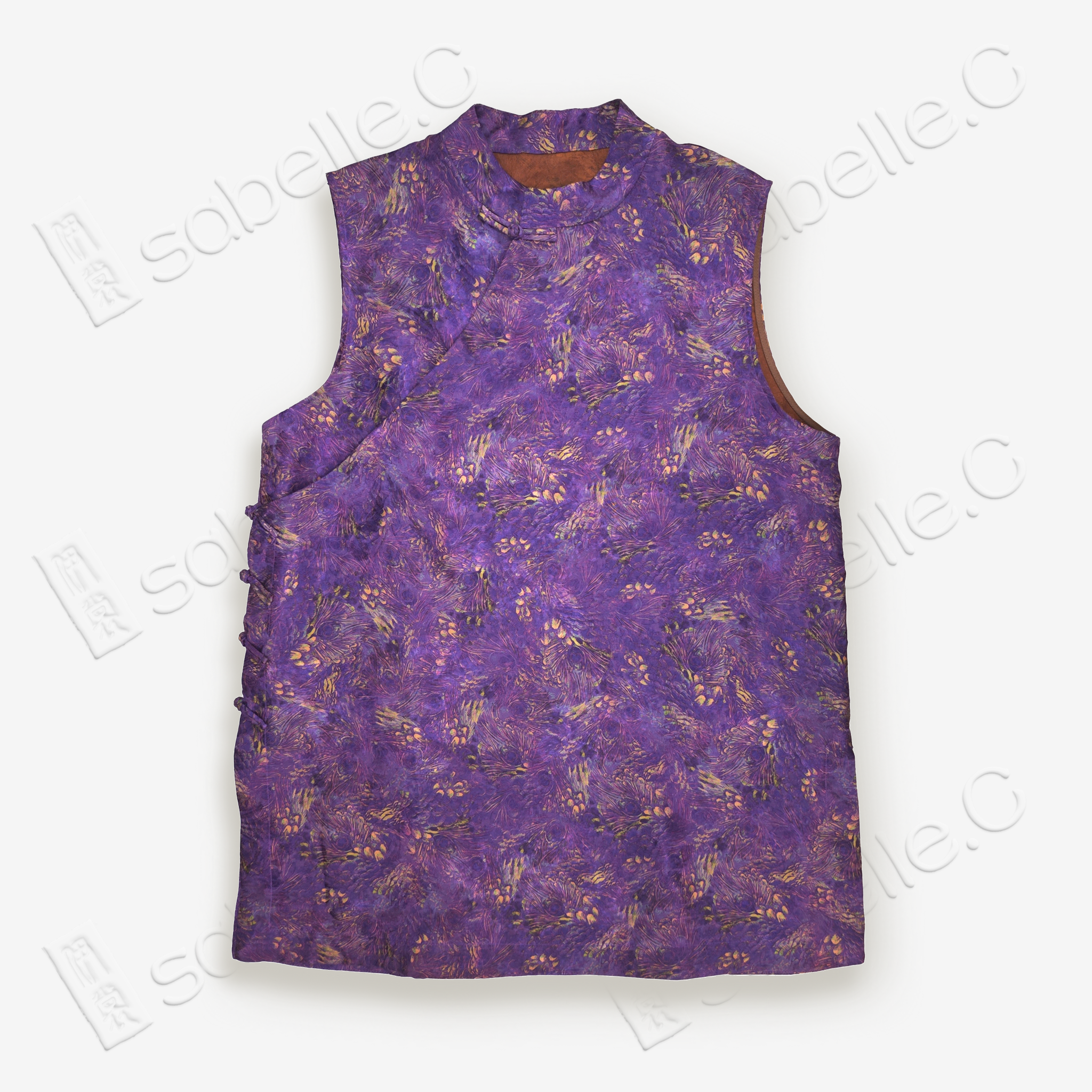 Peacock Purple Gambiered Canton Gauze Sleeveless Top