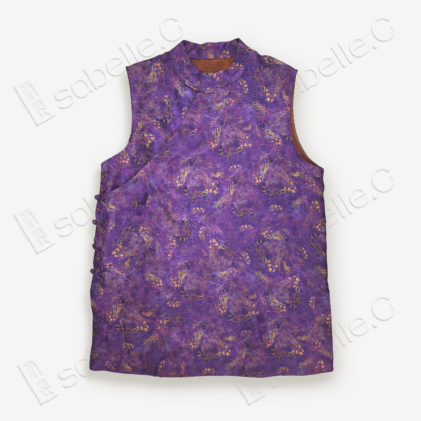 Peacock Purple Gambiered Canton Gauze Sleeveless Top