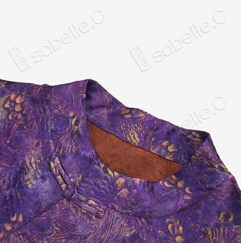 Peacock Purple Gambiered Canton Gauze Sleeveless Top