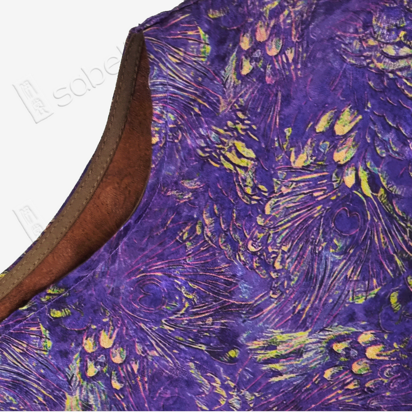 Peacock Purple Gambiered Canton Gauze Sleeveless Top
