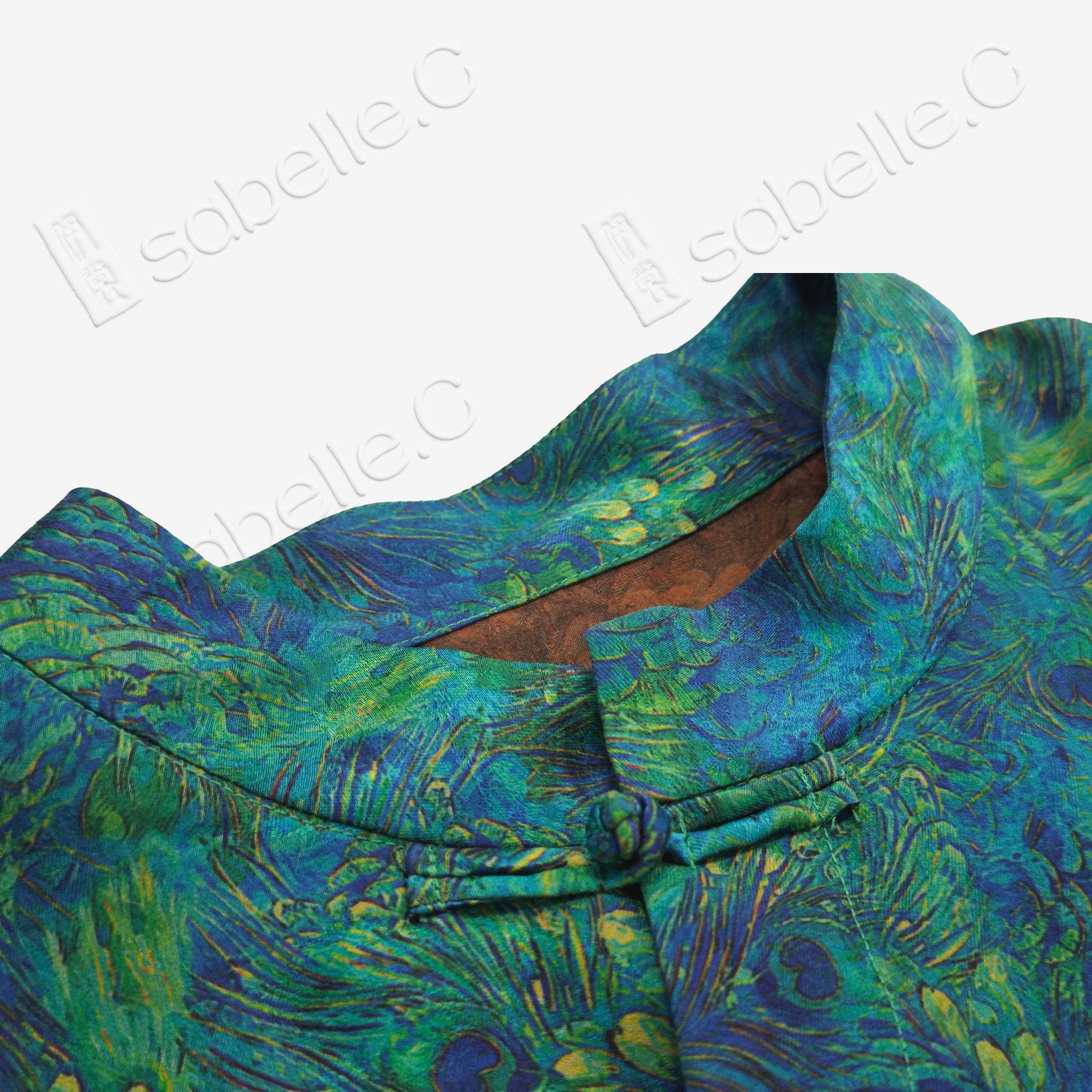 Gambiered Canton Peacock Green Gauze Sleeveless Top