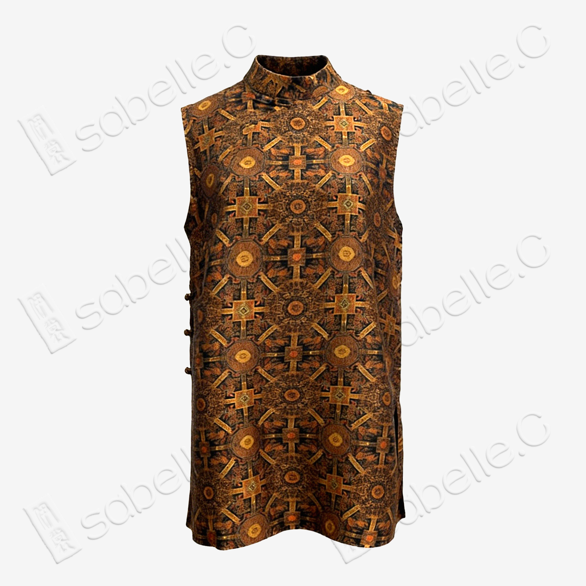 Vintage Square Samsara Motif Gambiered Canton Silk Top - 復古方勝紋香雲紗上衣
