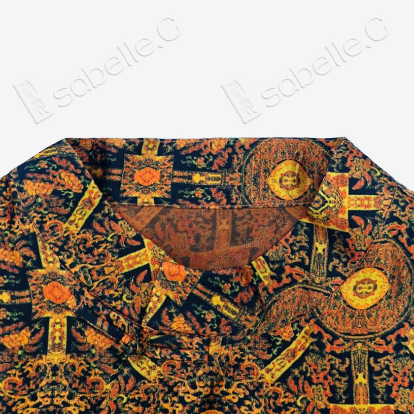 Vintage Square Samsara Motif Gambiered Canton Silk Top - 復古方勝紋香雲紗上衣