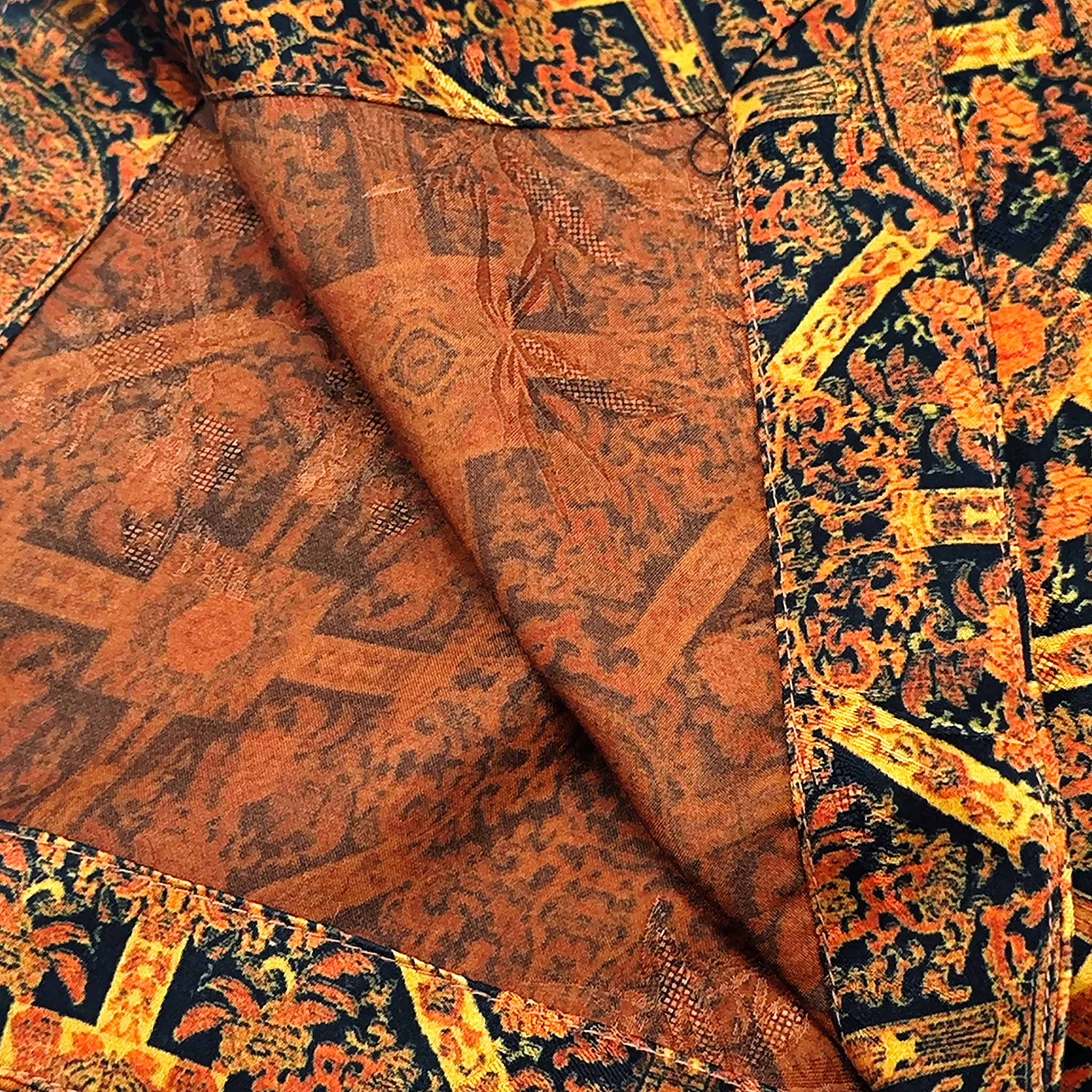 Vintage Square Samsara Motif Gambiered Canton Silk Top - 復古方勝紋香雲紗上衣