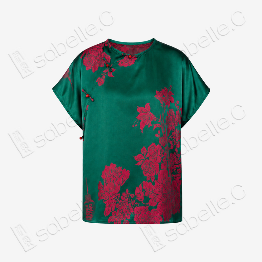 Vintage Silk Short-Sleeve Top - 古董真絲軟緞短袖上衣