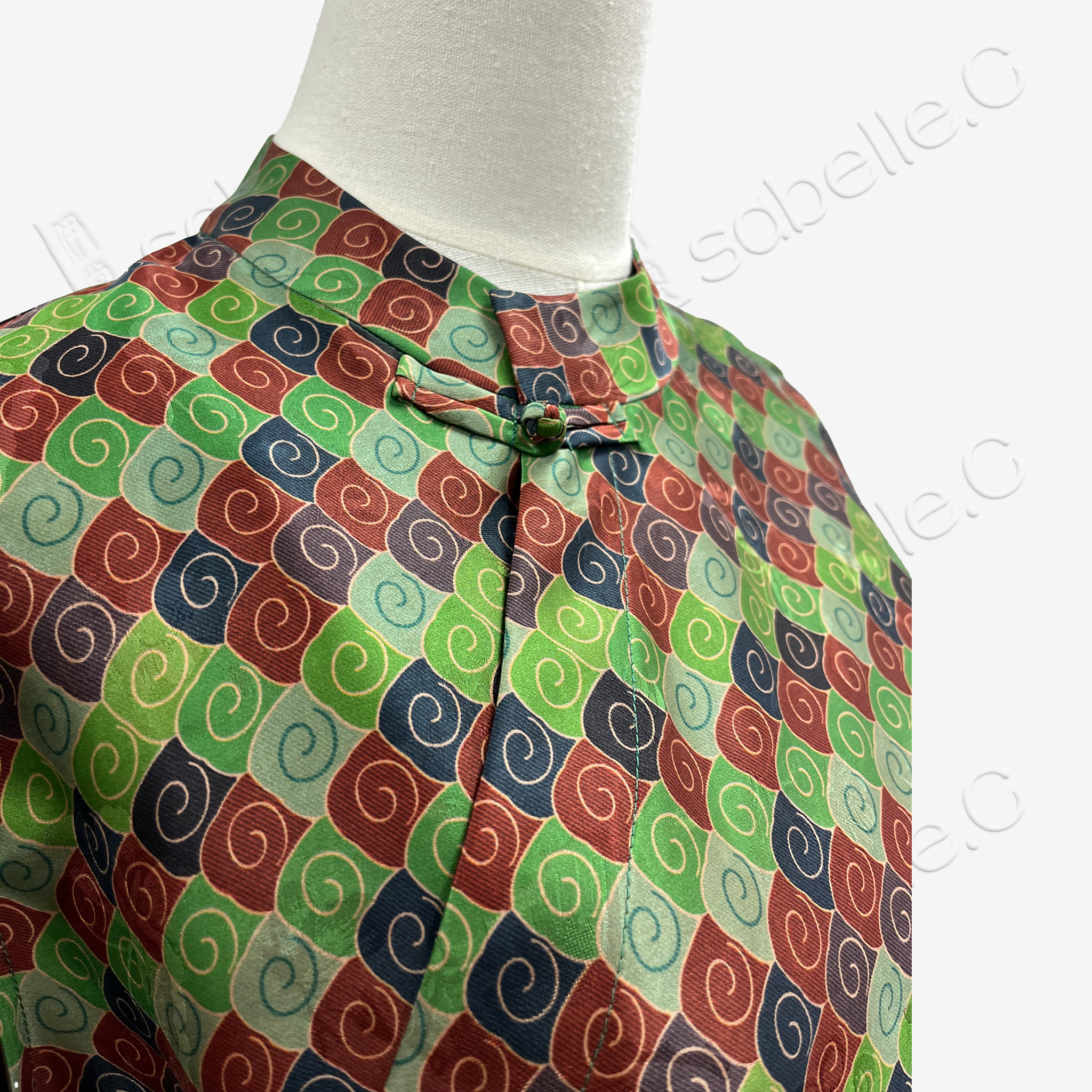 Gambiered Canton Gauze Fish-scale Pattern Long Sleeveless Top