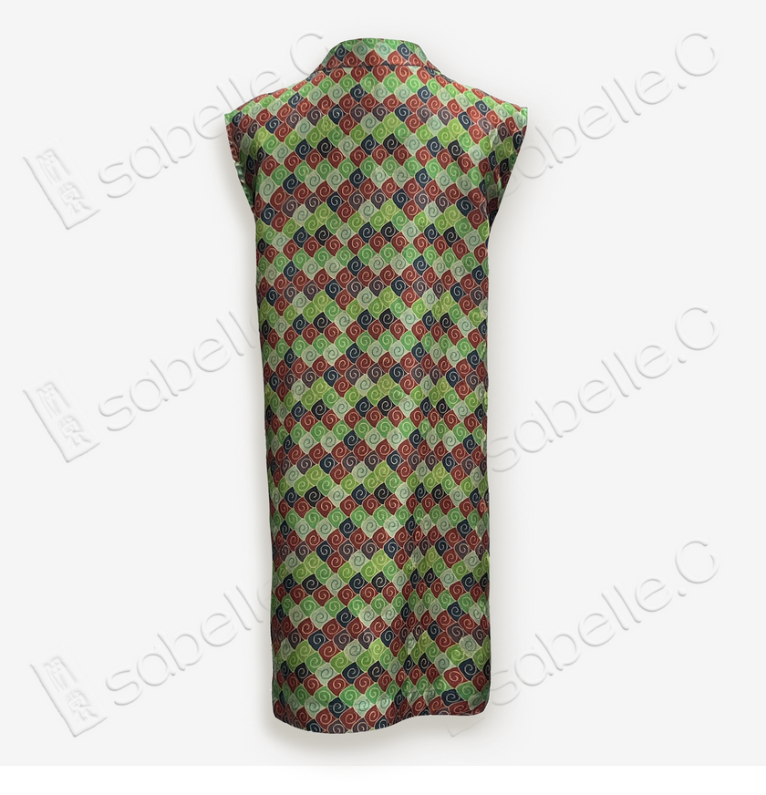 Gambiered Canton Gauze Fish-scale Pattern Long Sleeveless Top