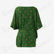 Dark Emerald Floral Medallion Side Tie Gambiered Canton Silk Top - 墨綠團花側綁帶香雲紗上衣