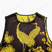Golden Crane Pine Vintage Silk Satin Sleeveless Tunic - 古董真絲老緞無袖上衣