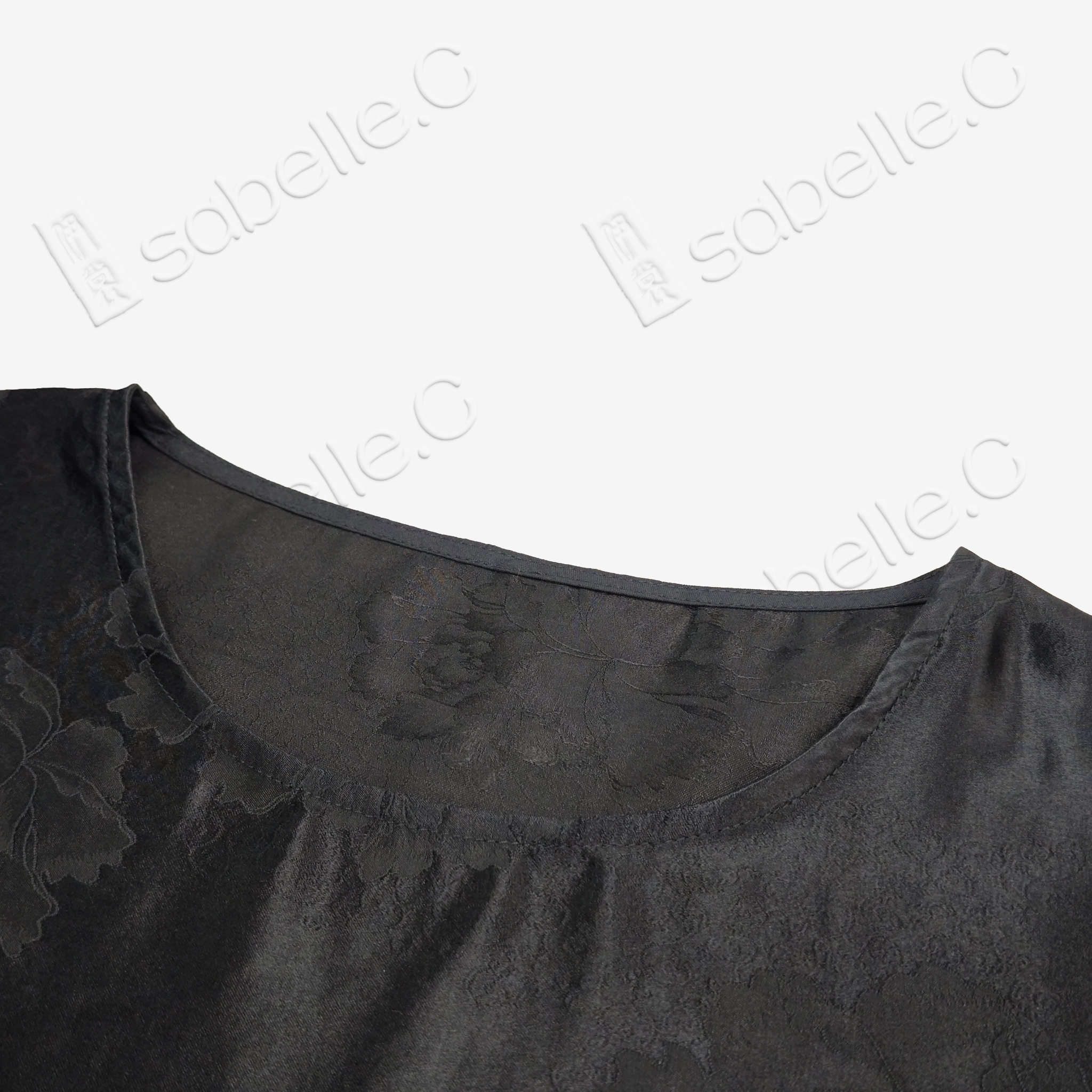 Jacquard Short Blouse in Gambiered Canton Silk